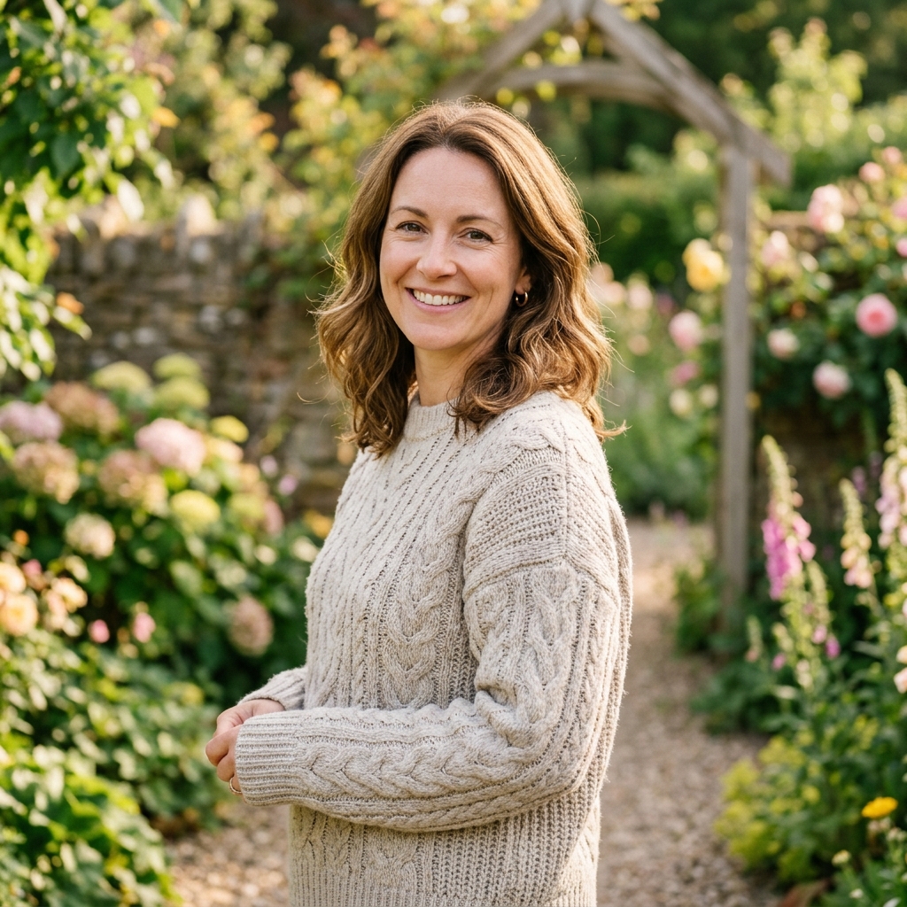 Emma Hartley in her garden